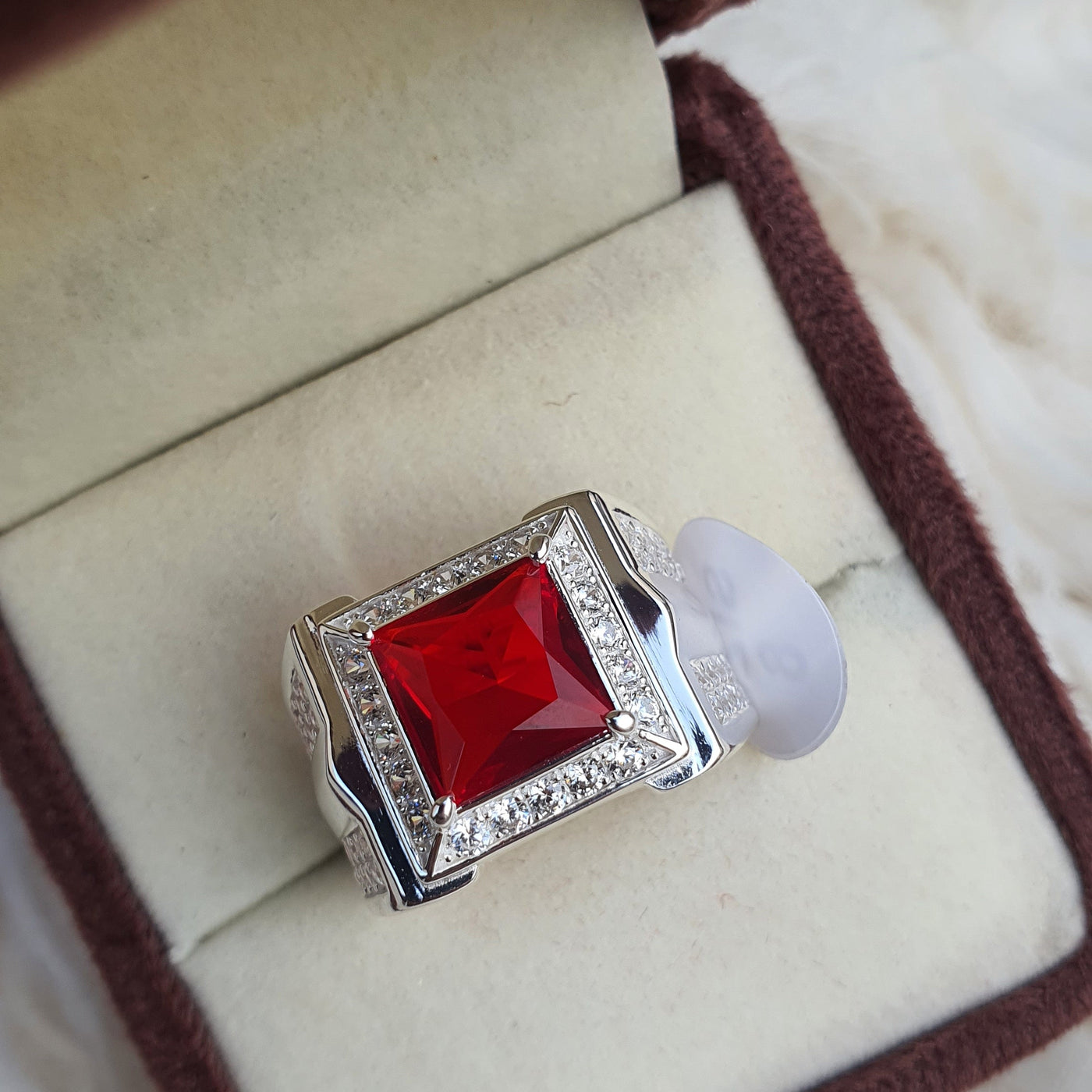Ruby Stone Mens Ring