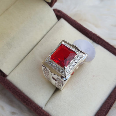 Ruby Stone Mens Ring