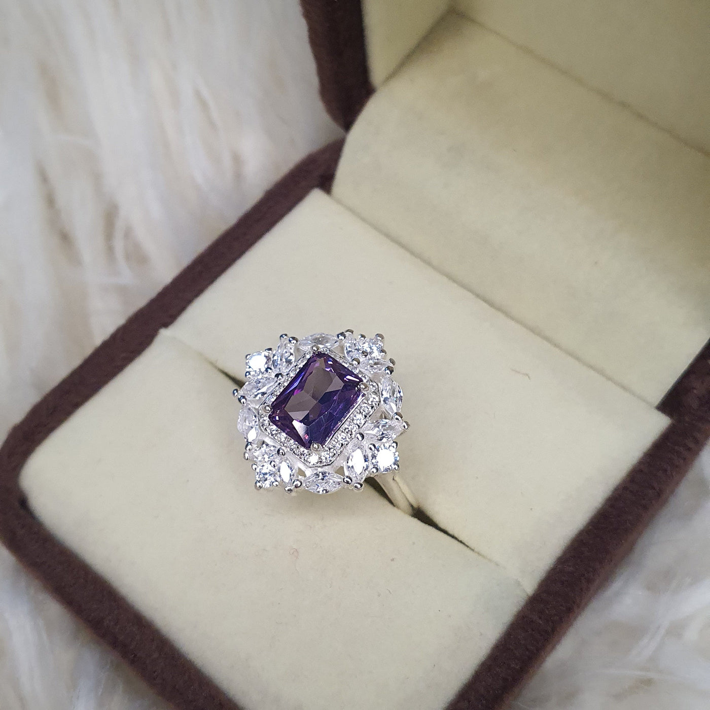 Royal  Amethyst Halo Ring