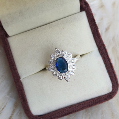 Sapphire Petal Cluster Ring