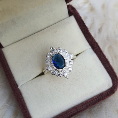 Sapphire Petal Cluster Ring