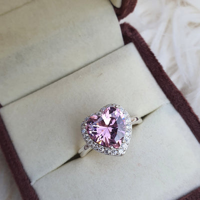 Pink Teardrop Halo Ring.