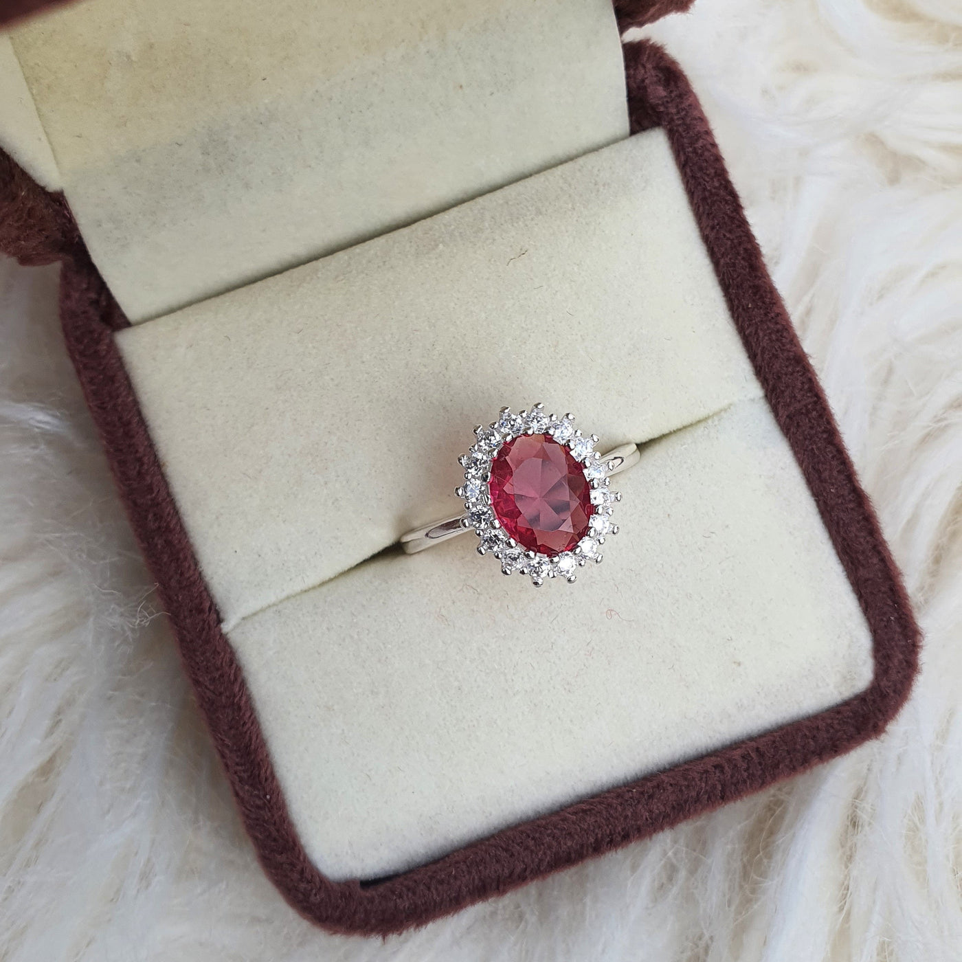 Pink Tourmaline Cluster Ring