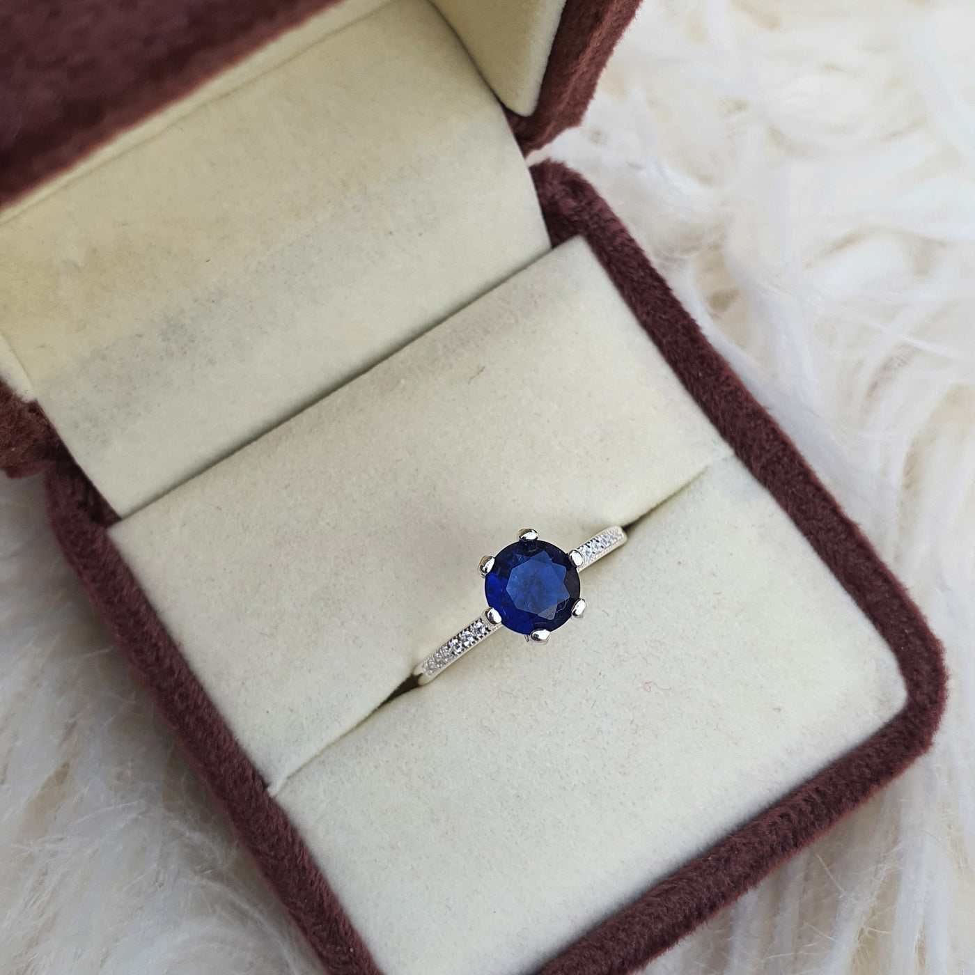 Blue Solitaire Sparkle Ring
