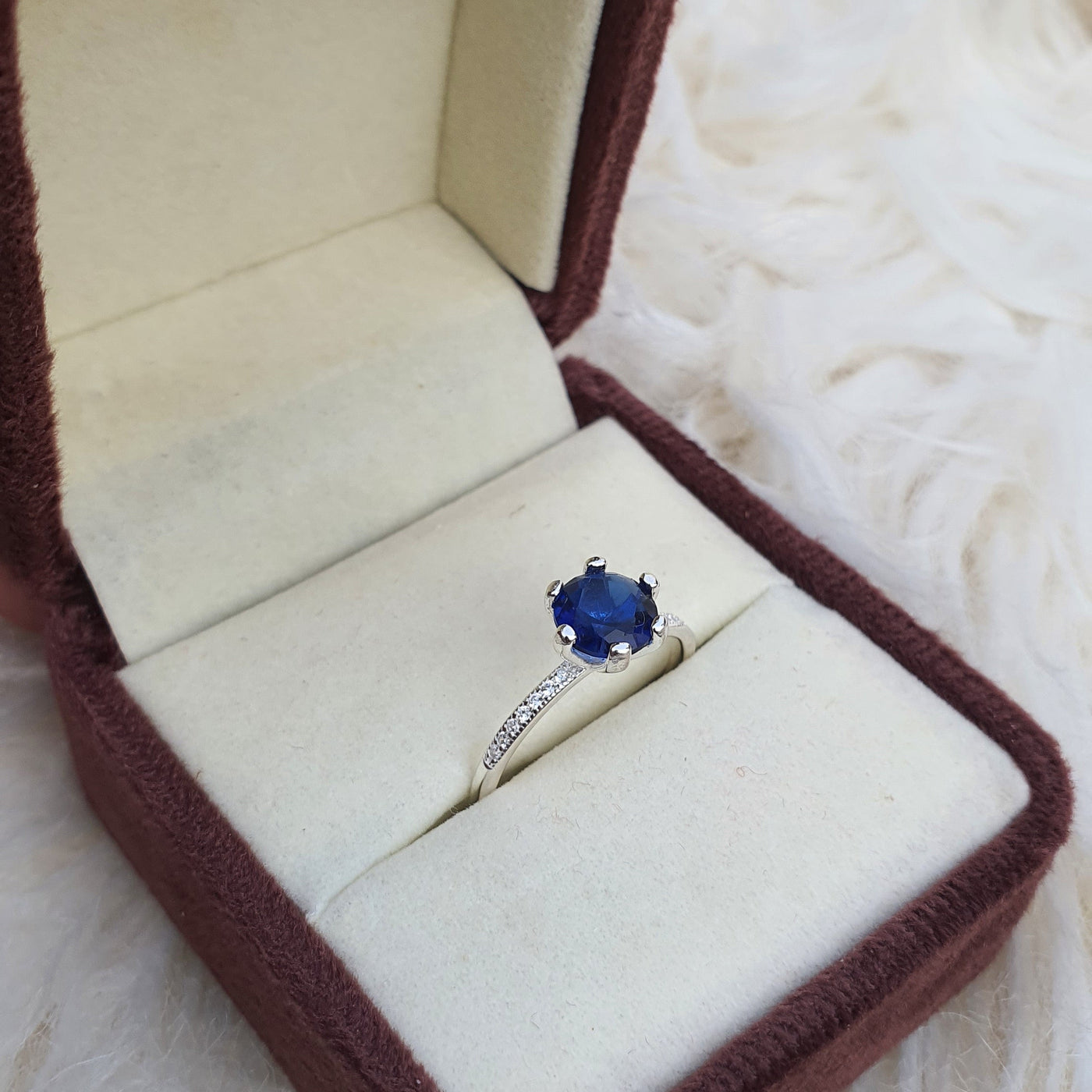 Blue Solitaire Sparkle Ring