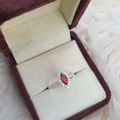 Crimson Marquise Halo Ring.