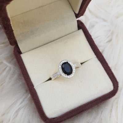 Classic Sapphire Halo Ring.