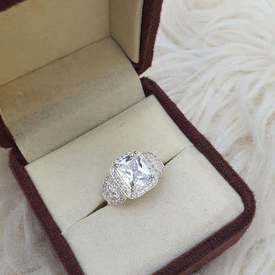 Radiant Square Halo Ring
