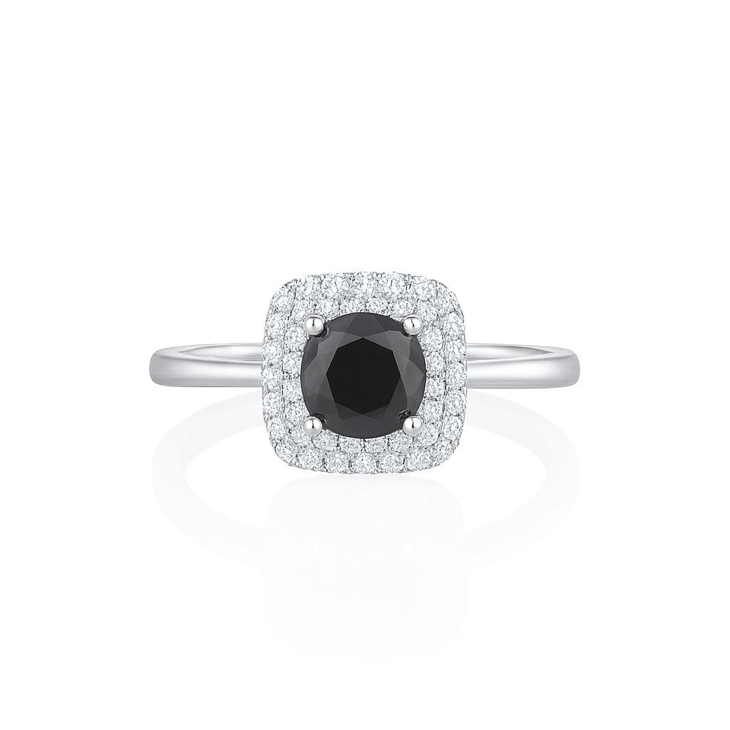 Luxury Black Halo Ring