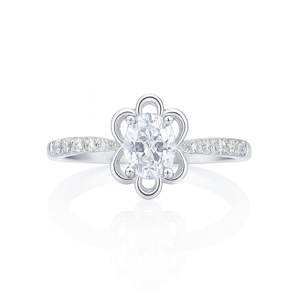 Floral Halo Silver Ring