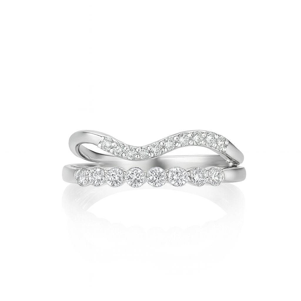 Double-Band Diamond Ring Set