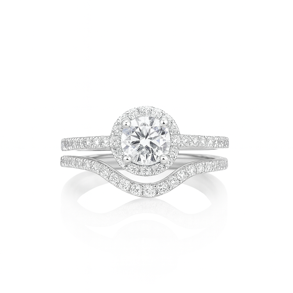 Elegant Round Cut Double Ring