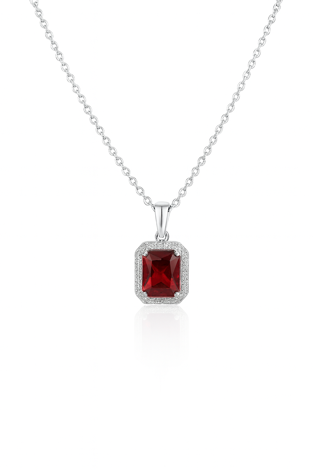 925 Sterling Silver Ruby Nacklace Set