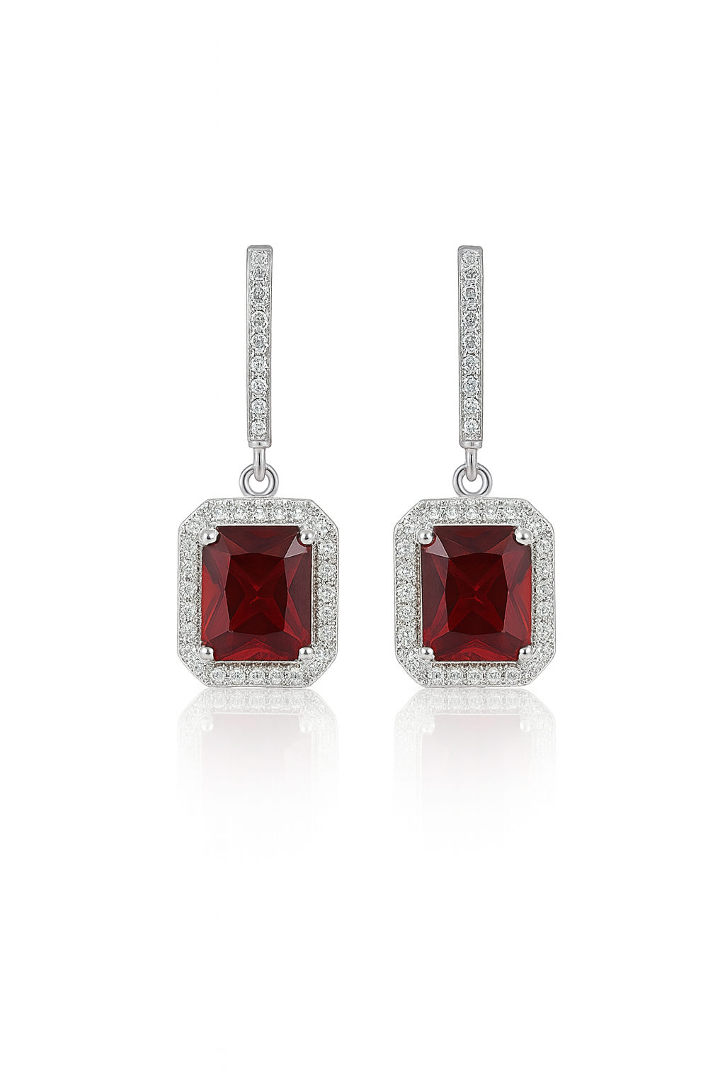 925 Sterling Silver Ruby Nacklace Set