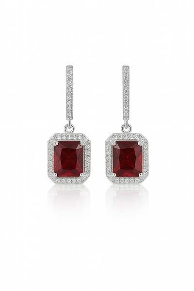 925 Sterling Silver Ruby Nacklace Set