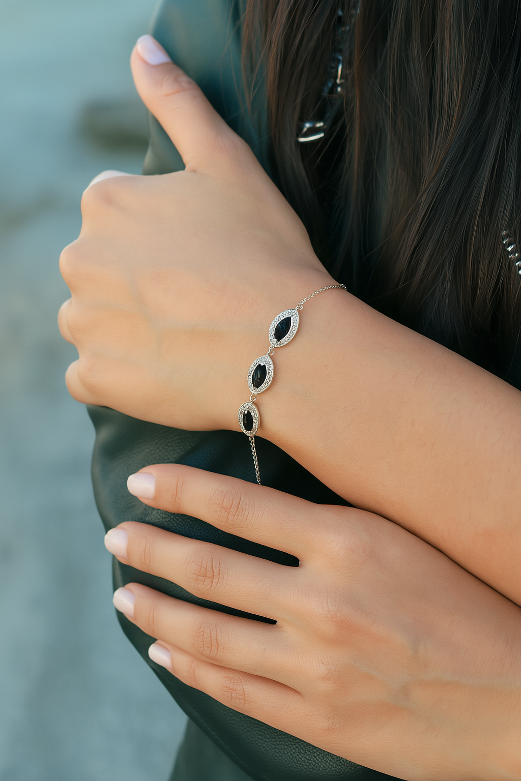 Black Marquise Trio Bracelet