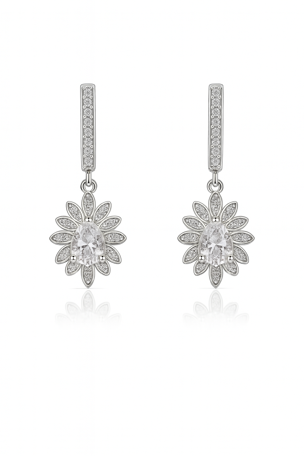 925  Silver Crystal Bloom  Pendant & Earrings Set