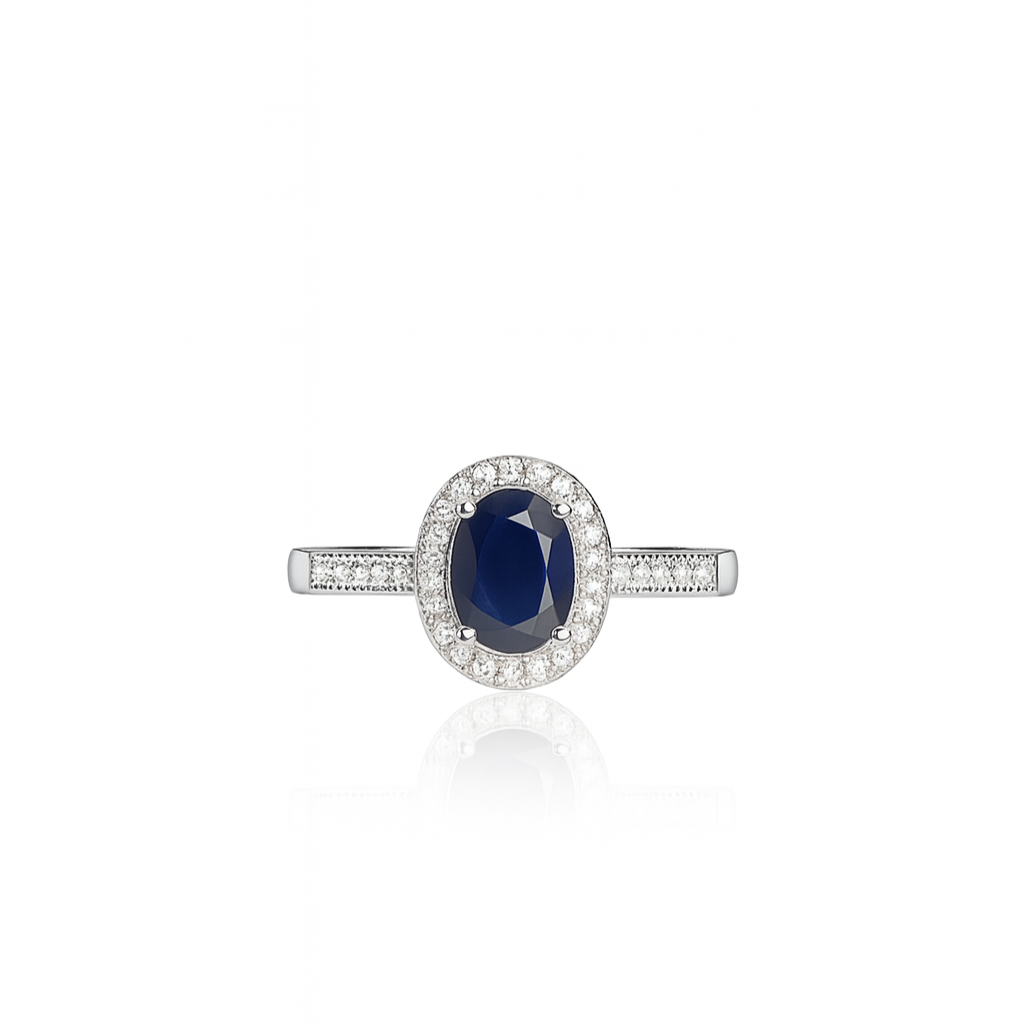 Classic Sapphire Halo Ring.
