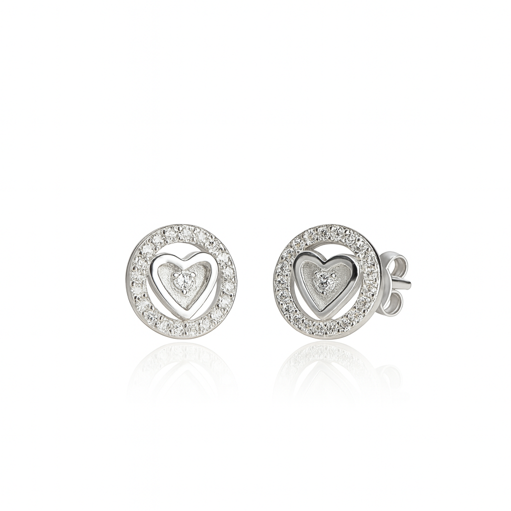 Heart Halo Stud Earrings
