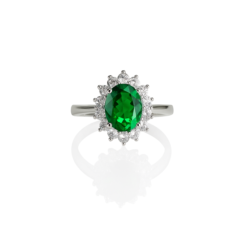 Emerald Bloom Cluster Ring