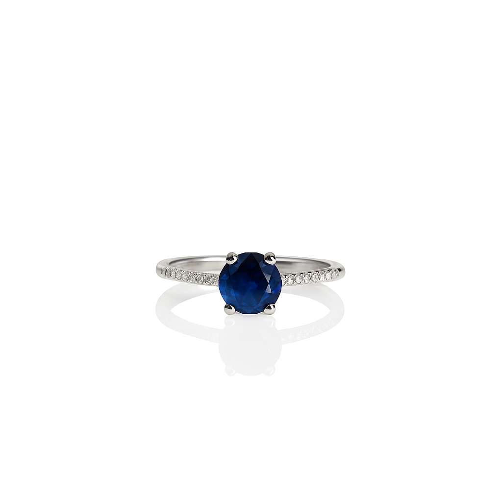 Blue Solitaire Sparkle Ring