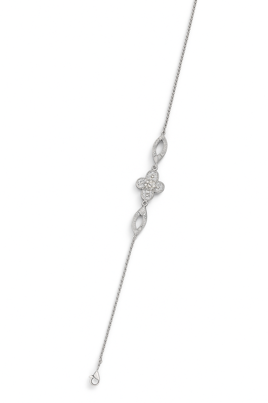 Silver Clover Crystal Bracelet