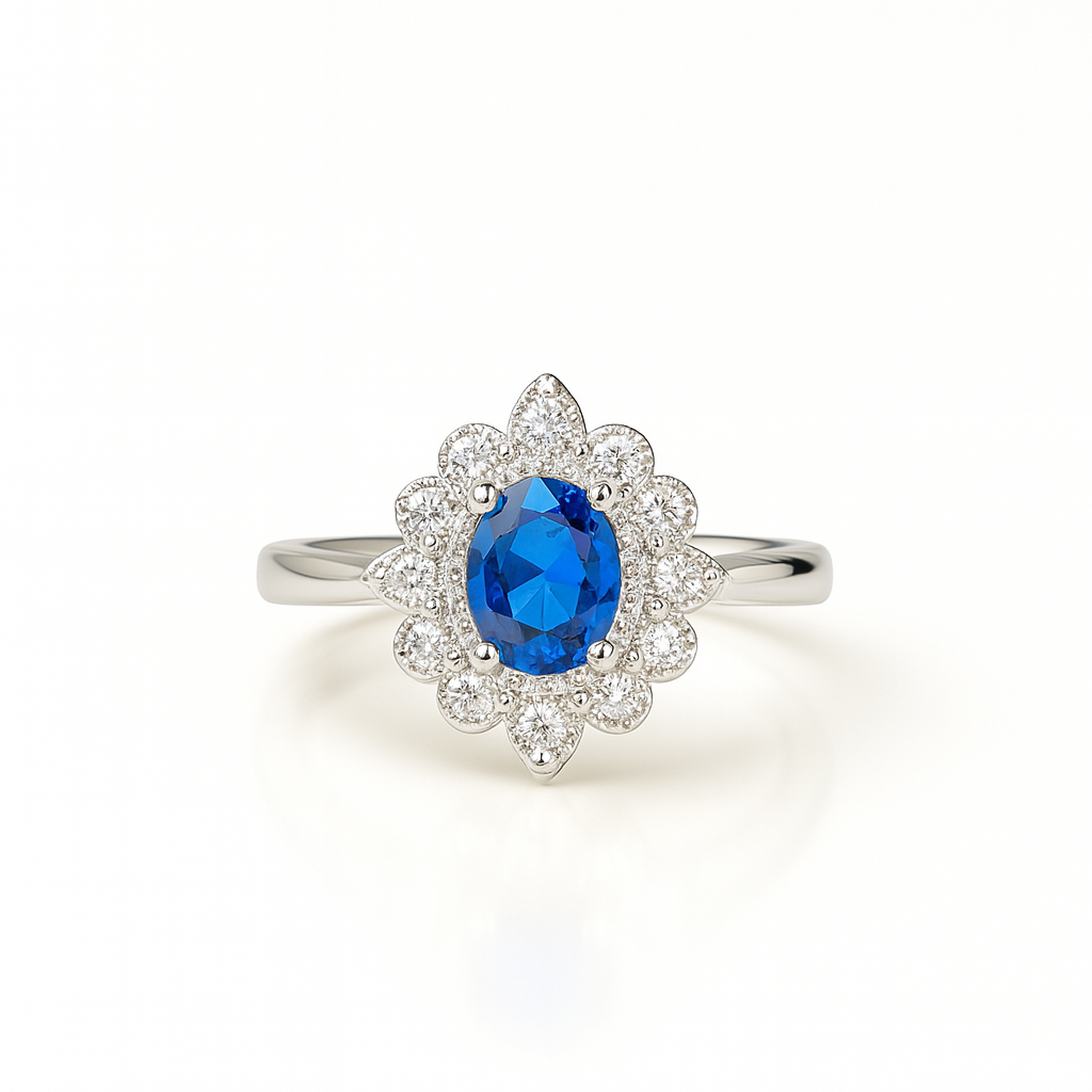 Sapphire Petal Cluster Ring
