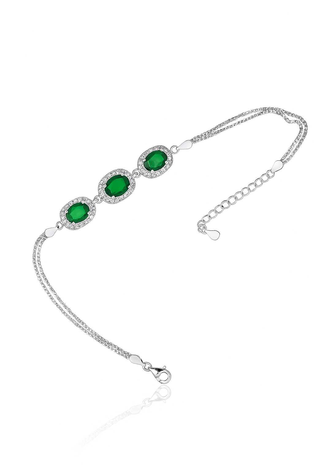 Silver Emerald Halo Bracelet