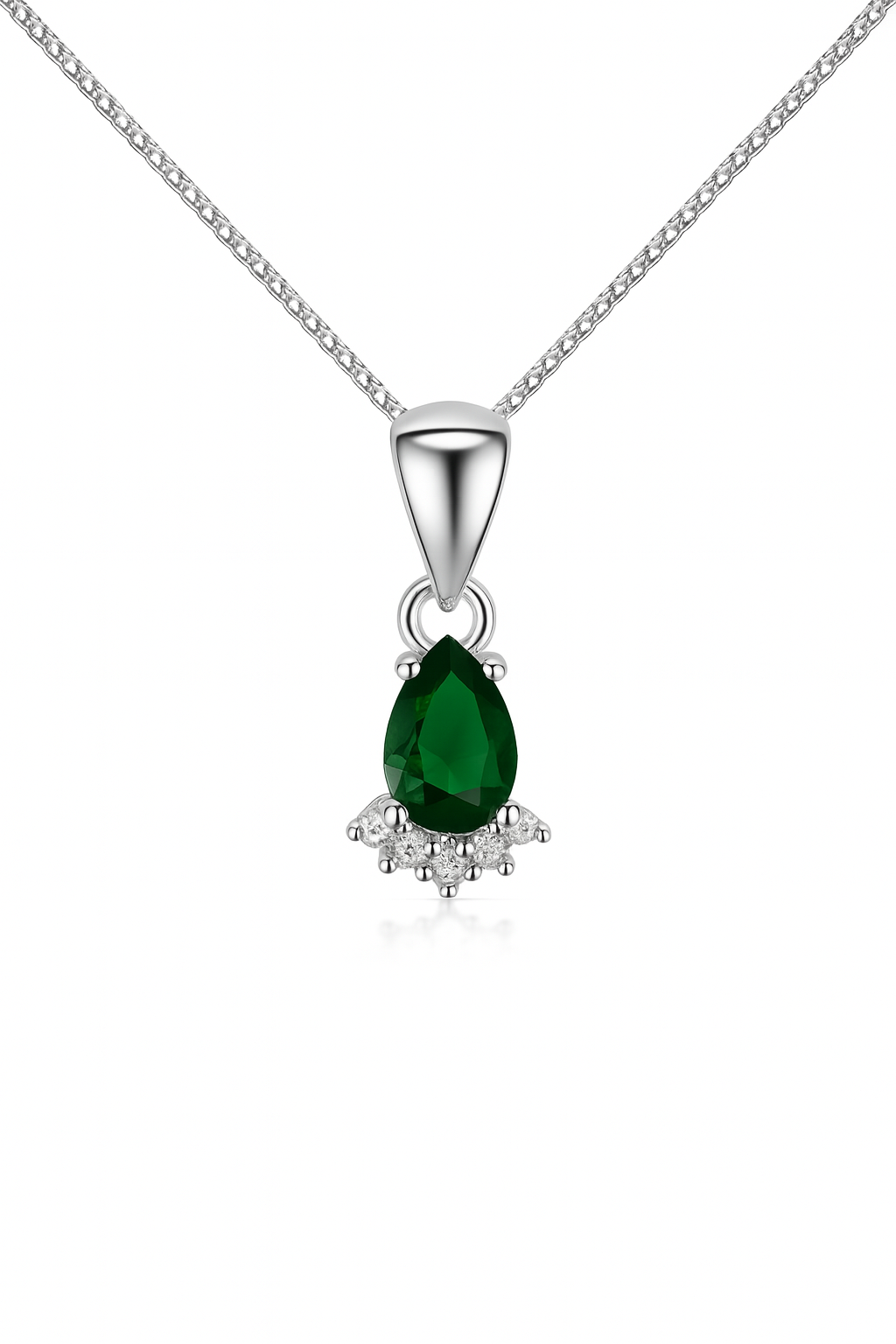 925 Silver Green Stone Pendant & Earrings Set