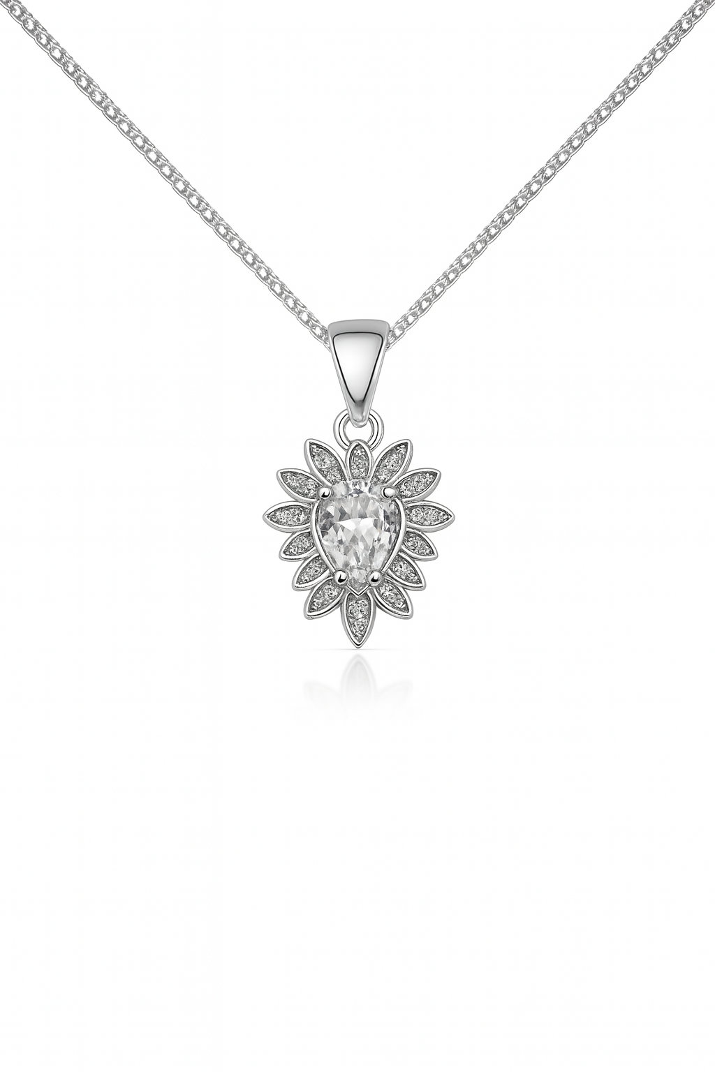 925  Silver Crystal Bloom  Pendant & Earrings Set