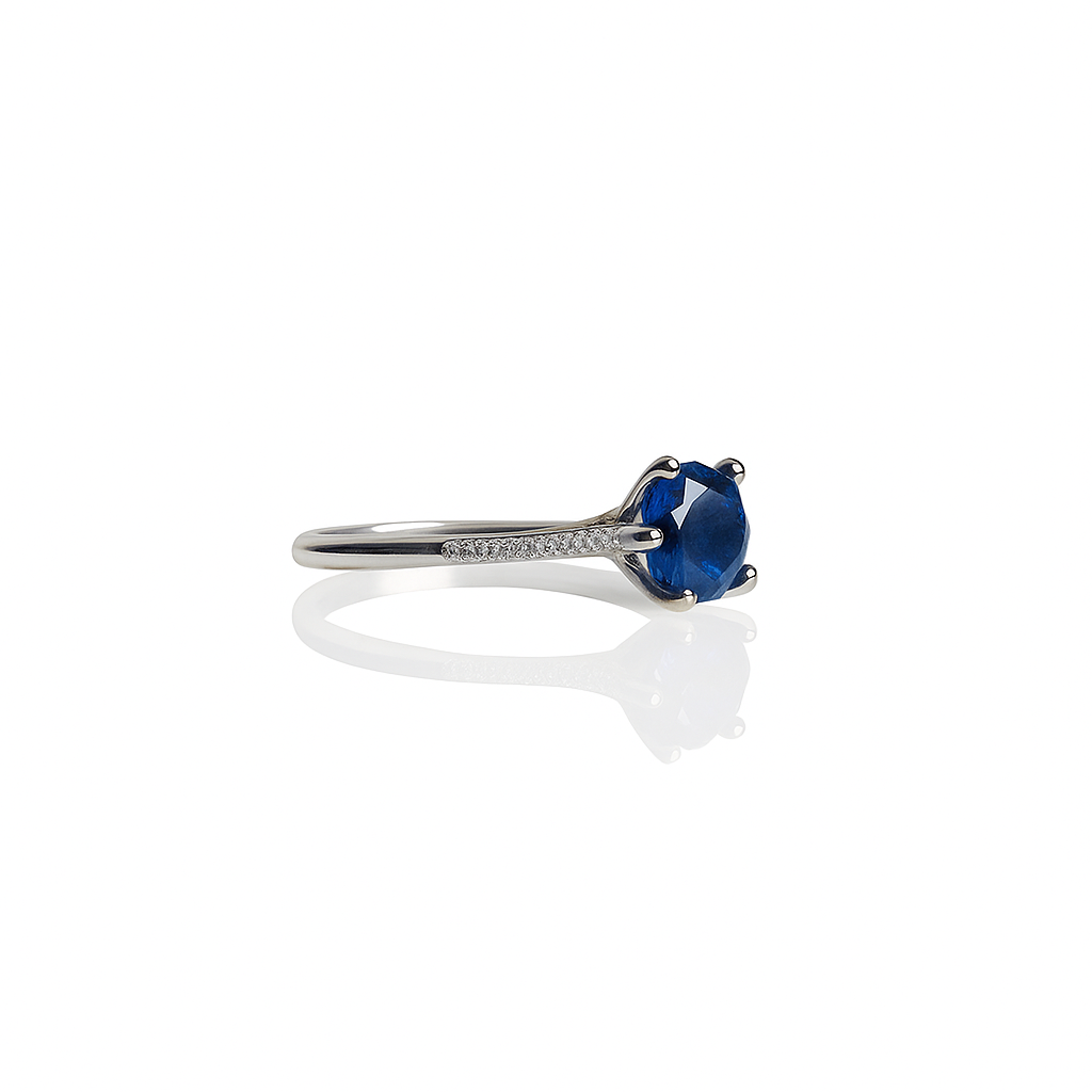 Blue Solitaire Sparkle Ring
