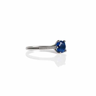 Blue Solitaire Sparkle Ring