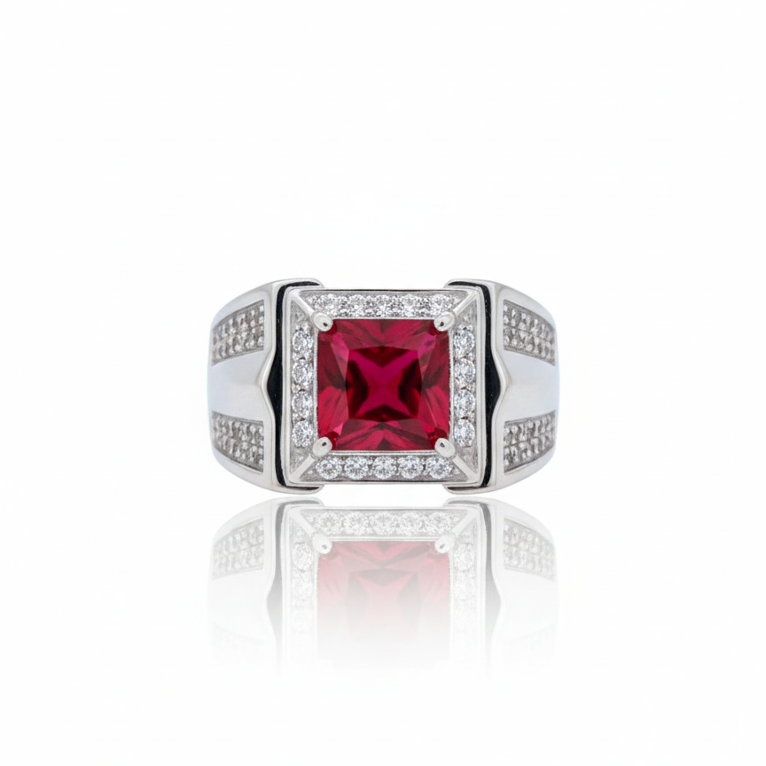 Ruby Stone Mens Ring