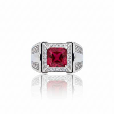 Ruby Stone Mens Ring