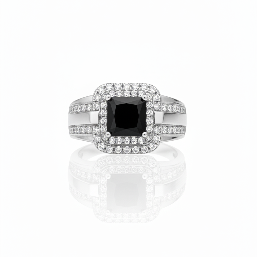 Black Stone Silver Ring