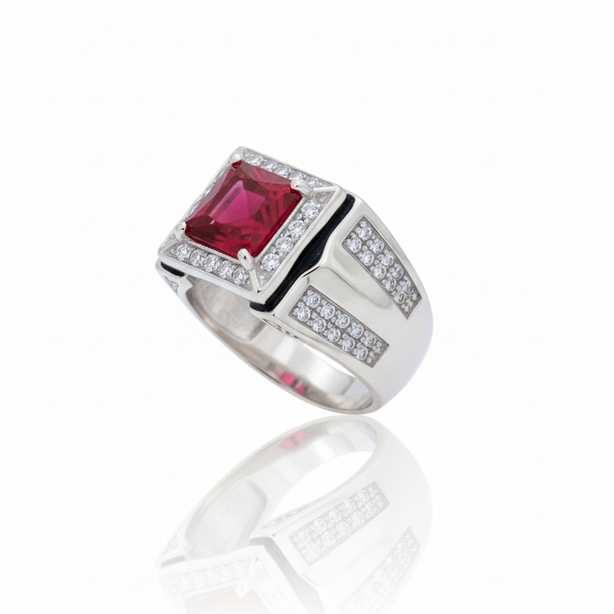 Ruby Stone Mens Ring