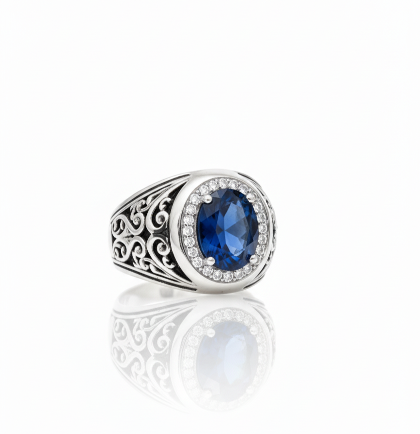 925 blue sapphire Sterling Silver