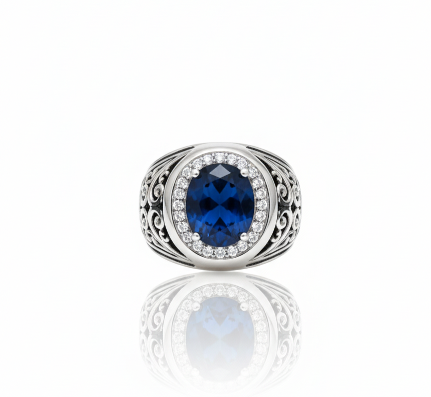 925 blue sapphire Sterling Silver